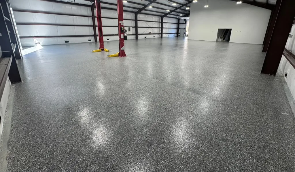 Epoxy flake floor installed in a Charleston, SC warehouse